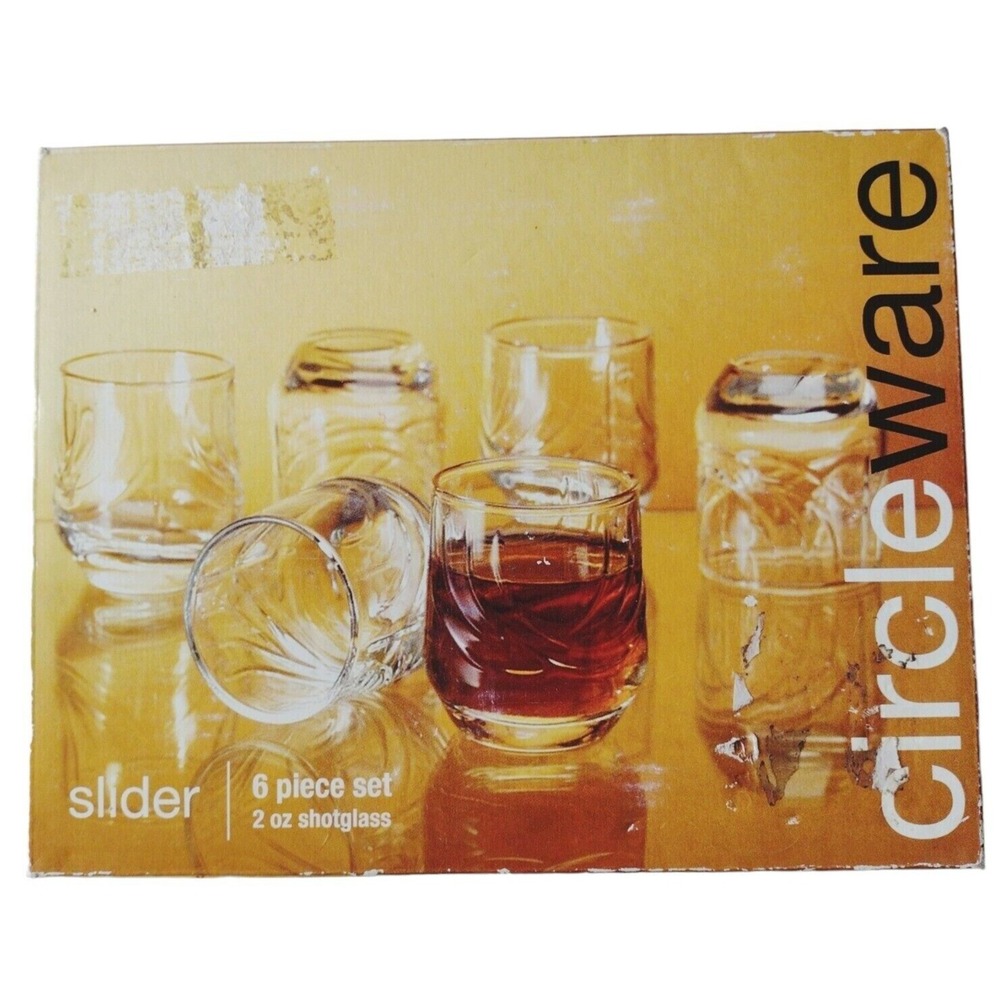 Circleware Slider 6 Piece Shot Glass Set 2oz Clear Textured Swirl Glassware